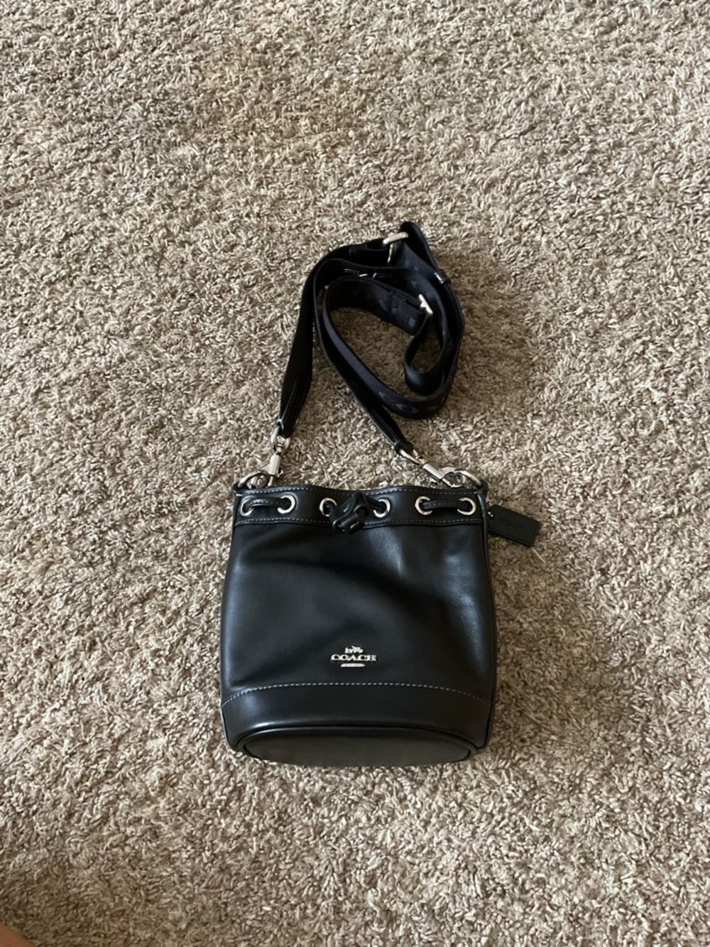 Coach Black Leather Mini Bucket Bag Crossbody